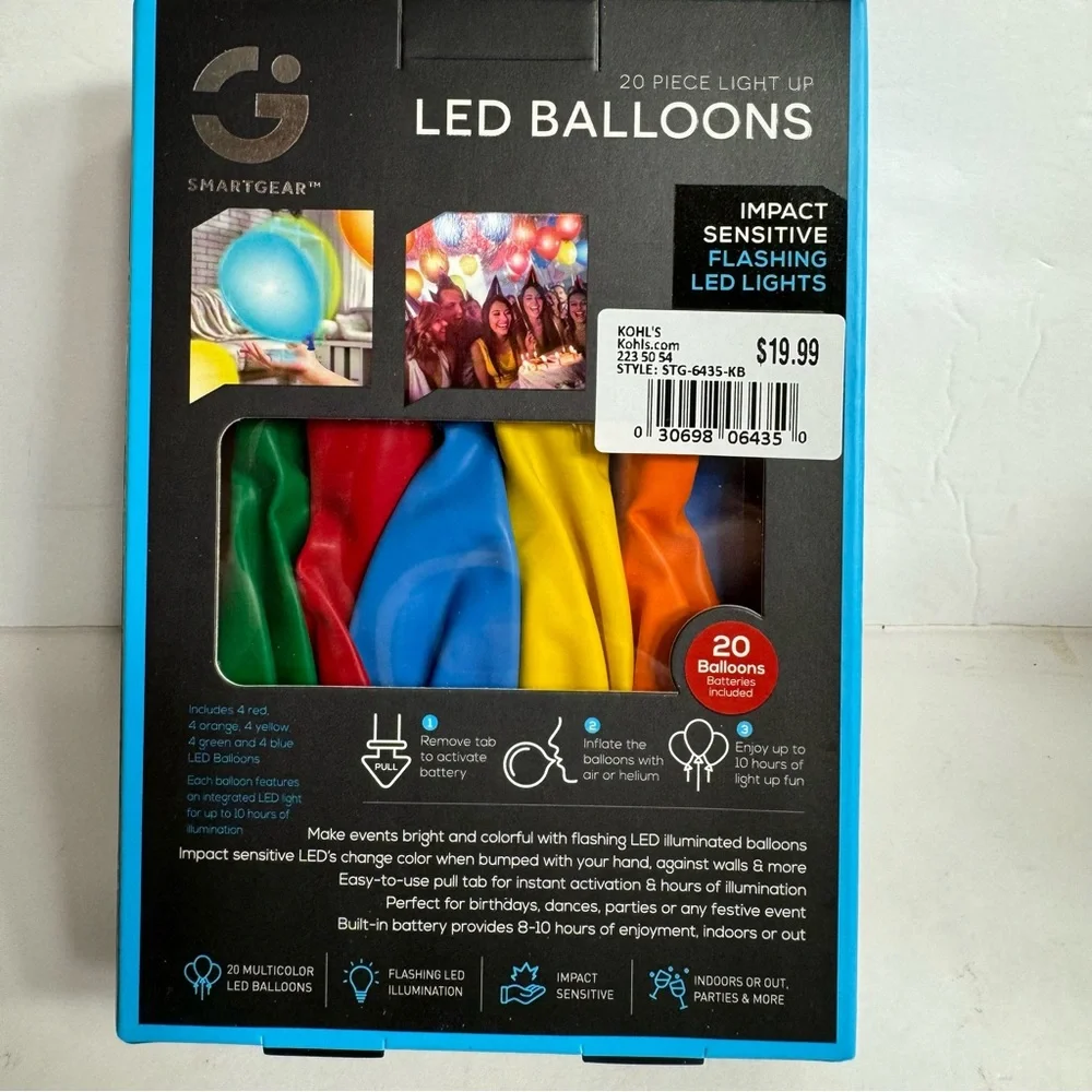 NWT. SMARTGEAR ~ 20 PIECE LIGHT UP LED BALLOONS